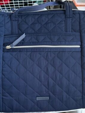 Vera Bradley Quilted Navy Tote with Front Zip Pocket